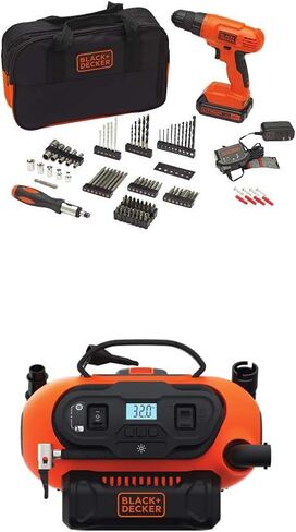 طقم المثقاب اللاسلكي BLACK+DECKER 20V MAX* POWERCONNECT + 100 قطعة. طقم (BDC120VA100)، برتقالي in Kuwait