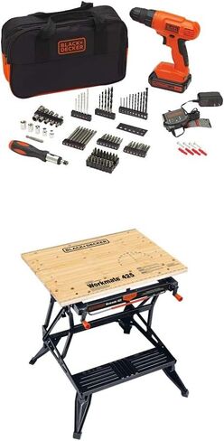 طقم المثقاب اللاسلكي BLACK+DECKER 20V MAX* POWERCONNECT + 100 قطعة. طقم (BDC120VA100)، برتقالي in Kuwait