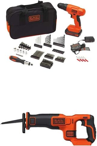 طقم المثقاب اللاسلكي BLACK+DECKER 20V MAX* POWERCONNECT + 100 قطعة. طقم (BDC120VA100)، برتقالي in Kuwait