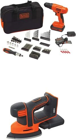 طقم المثقاب اللاسلكي BLACK+DECKER 20V MAX* POWERCONNECT + 100 قطعة. طقم (BDC120VA100)، برتقالي in Kuwait