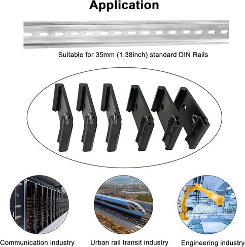 Hereta 1.08 بوصة عرض Din Rail Mount Bracket على 35mm Universal DIN Rail بقوة مع مسامير M3 سبائك الألومنيوم Din Rail Mount Clip لمفتاح إيثرنت (6 حزم) in Kuwait