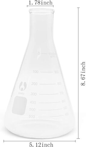 Glass Flask Erlenmeyer Flask Narrow Mouth 1000ml Graduated Flasks with Stopper（Single） in Kuwait