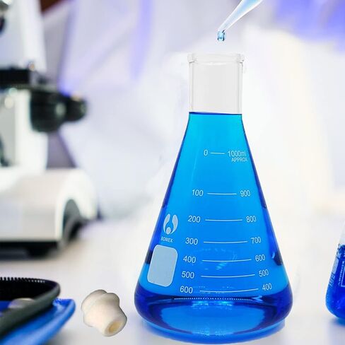 Glass Flask Erlenmeyer Flask Narrow Mouth 1000ml Graduated Flasks with Stopper（Single） in Kuwait