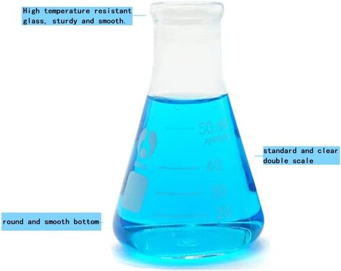 قارورة زجاجية قارورة Erlenmeyer ذات الفم الضيق 1000 مل قوارير متدرجة مع سدادة (مفردة) in Kuwait
