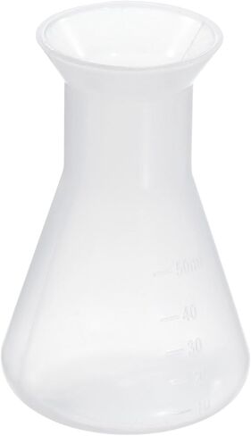 باتيكل قارورة إرلينماير بلاستيكية 50 مل، عبوة واحدة من دورق مخروطي واسع الفم للمختبر، شفاف in Kuwait