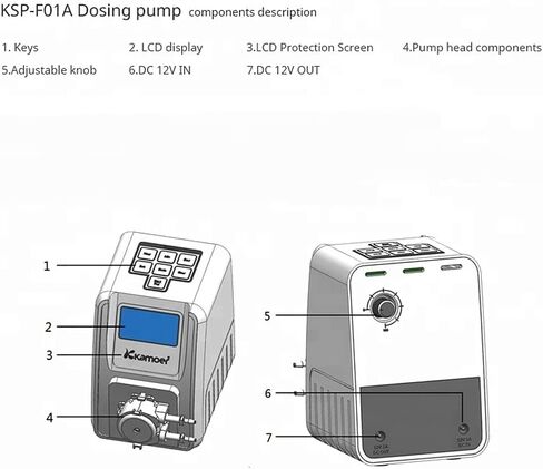 مضخة تمعجية 12 فولت تيار مستمر كاموير مايكرو متغيرة السرعة مضخة قياس الجرعات الكيميائية السائلة مع رأس مضخة تستخدم للاختبار التحليلي لمختبر حوض السمك 27-40 مل/دقيقة KSP-F01A in Kuwait
