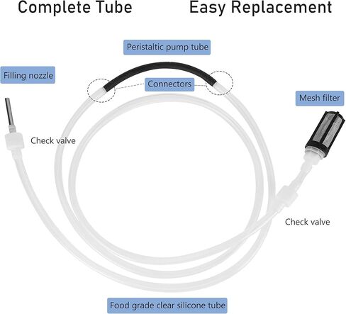 أنبوب استبدال كامل Hanchen لمضخة تعجي السائل آلة ملء معرف 6 مم أنبوب تمعجي خاص أنبوب سيليكون شفاف مع صمام فحص (4 قطع) in Kuwait