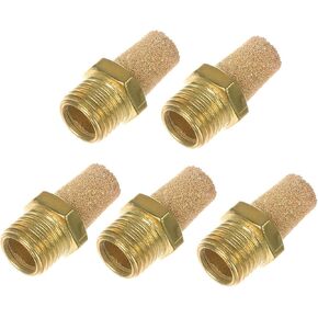 YXQ 1/4PT Thread Pneumatic Muffler Solenoid Valve Filter Noise Silencer Air Cylinder Accessories, Gold Tone (5Pcs)