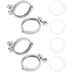 QWORK Heavy-Duty Single Pin Tri-Clamp (2" Size) - Stainless Steel 304 Construction with Wing Nut for Ferrule TC - Includes 4-Pack, Silicone Gasket - Corrosion Resistant in Saudi Arabia