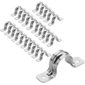 OhLectric Pipe Support Strap - Steel Pipe Strap with 2 holes - Heavy-Duty 1 inch U Bracket - Zinc Coated Tension Tube Clip - Pipe Clamp for EMT Conduits - OL-72860-25 PCS