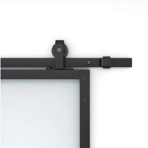 JUBEST DIY Glass Sliding Barn Door, 30in x 84in Modern French Door, Sturdy 5-Lite Clear Tempered Glass Aluminum Frame Sliding Closet Kitchen Door, Easy Assembly