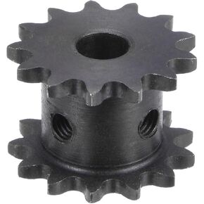 uxcell 12 Tooth #25 Chain Roller Sprocket, Double Strand 1/4" Pitch, 8mm Bore Black Oxide C45 Carbon Steel for ISO 04C Chains