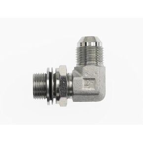 Brennan Industries 7205-06-14-NWO-FG تركيب محول تحويل الكوع من الصلب 90 درجة، 9/16 بوصة - 18 ذكر JIC x M14 x 1.5 ذكر متري قابل للتعديل على شكل حلقة دائرية in Saudi Arabia