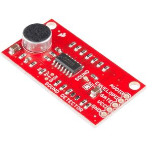 SparkFun Sound Detector Audio sensing breakout Three different outputs Audio Presence of sound Binary indication Amplitude Analog representation VCC: 3.5V to 5.5V Ideal voltage is 5V in Saudi Arabia