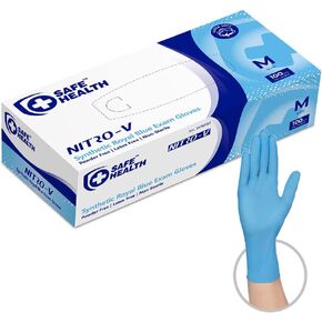 قفازات Safe Health NITRO-V Nitile-Vinyl الاصطناعية للاختبار، خالية من اللاتكس، خالية من البودرة، أزرق، صندوق 100، كبير، درجة طبية، عيادة، تمريض، طعام، صالون شعر، تنظيف، أعمال منزلية in Kuwait