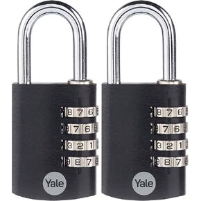 Yale 4 Digit Combination Lock Outdoor Waterproof Padlock for School Gym Locker, Sports Locker, Fence, Toolbox, Gate, Case, Hasp Storage (Black) in Kuwait