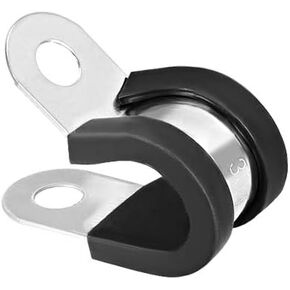 uxcell 1/4"(6mm) Cable Clamp 304 Stainless Steel Rubber Cushioned Insulated Clamp R Shape Metal Clamp 5Pcs in Kuwait
