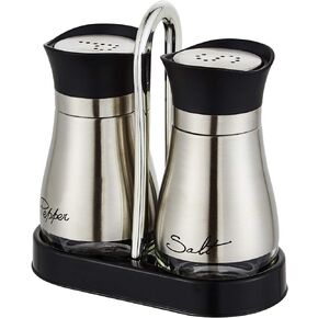 Lonffery Salt and Pepper Shakers Set, Stainless Steel Salt Containers with Glass Bottle for Table, RV, Camp, BBQ, Set of 2 in Saudi Arabia