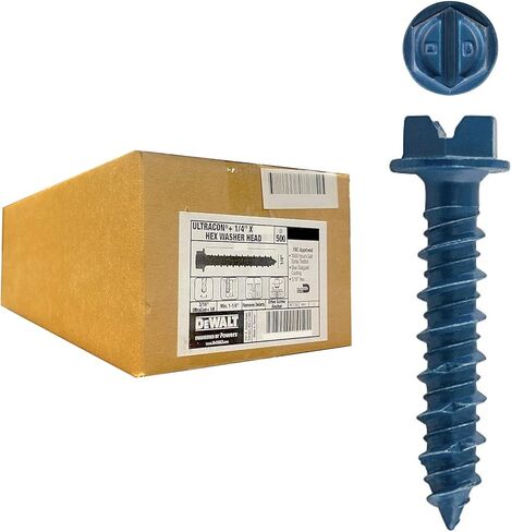 ابتكارات تثبيت القوى، DeWALT تم تصميمها بواسطة Powers، 1/4 بوصة × 2-1/4 بوصة ULTRACON+ رأس غسالة سداسي، DFM12724 Blue Tapcon، صندوق مكون من 500 قطعة in Kuwait