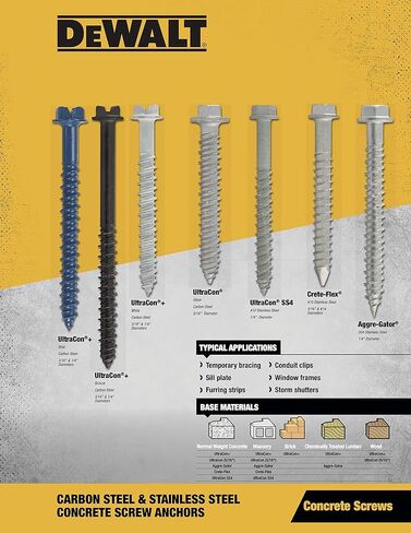 ابتكارات تثبيت القوى، DeWALT تم تصميمها بواسطة Powers، 1/4 بوصة × 2-1/4 بوصة ULTRACON+ رأس غسالة سداسي، DFM12724 Blue Tapcon، صندوق مكون من 500 قطعة in Kuwait