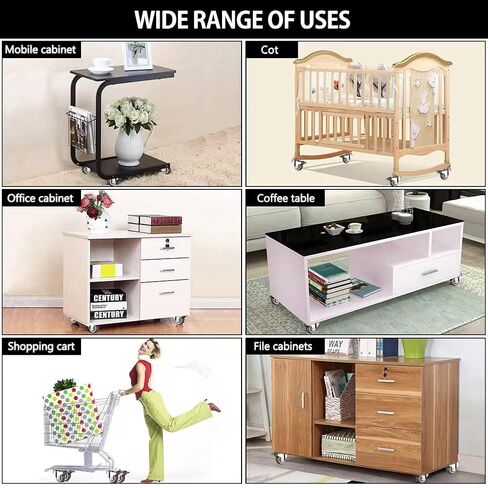 UQXY 1" Threaded Stem Casters with Brake, Heavy Duty Swivel Caster with M6x15 Threaded Stem and Nuts for Shopping Carts, Trolley, Workbench, Furniture (Pack of 4) (M6x15) (1 Inch) in Kuwait