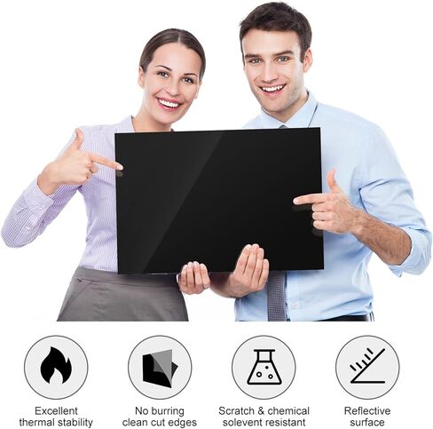 Juexica 2 Pcs 12'' x 24'' Black Acrylic Sheet 1/8'' Thick PET Panels Perspex Cast Plastic Board with Protective Paper for Craft Signs, DIY Display Projects and Holder Shelf() in Saudi Arabia