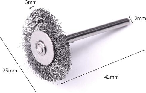 ATOPLEE Wire Wheel Brush Set,20pcs 1 inch/25mm Mini Wire Wheel with 3mm Round Shank,Alloy Steel Crimped Wire Brush Wheel for Cleaning Rust,Paint, Stripping and Abrasive,for Drill Attachment in Kuwait