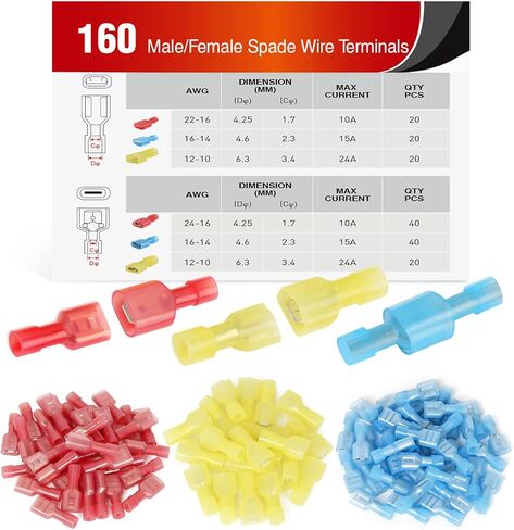 Nilight 50047R 110 قطعة من النايلون العلم بأسمائها الحقيقية أنثى معزولة قطع الاتصال السريع 22-18 16-14 12-10 مقياس العلم بأسمائها الحقيقية محطات تجعيد كهربائية موصل تشكيلة مجموعة in Kuwait