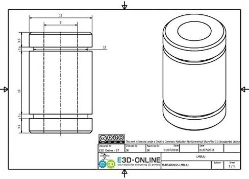 E3D LM8UU الأصلي - صندوق مكون من 2 (M-BEARINGS-LM8UU) in Kuwait