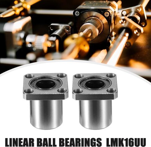 ACROPIX LMK16UU 16mm IDx28mm ODx37mm Length Square Flange Linear Ball Bearings Silver Tone - Pack of 2 in Saudi Arabia
