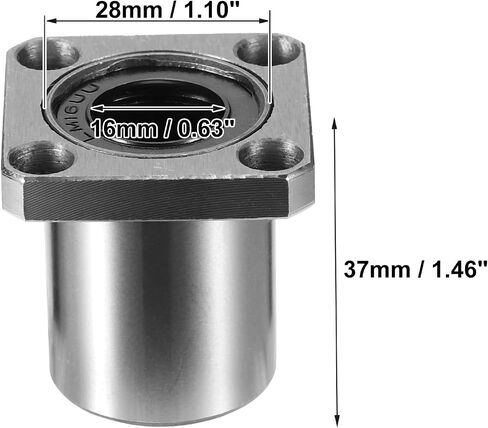 ACROPIX LMK16UU 16mm IDx28mm ODx37mm Length Square Flange Linear Ball Bearings Silver Tone - Pack of 2 in Saudi Arabia