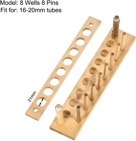 uxcell Wooden Test Tube Holder Rack 8 Wells 8 Pins for 16-20mm Centrifuge Tubes in Saudi Arabia