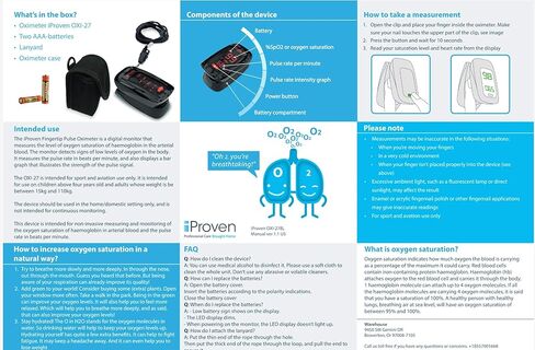 iProven Pulse Oximeter Fingertip Oxygen Concentrator, Blood Saturation Monitor with Heart Rate Detection including Batteries, Case and Lanyard, OXI-27Black (Black) (Black/Red) (Black/Red) in Kuwait