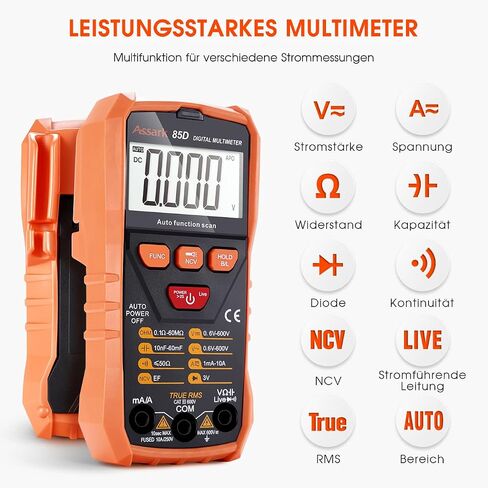 Digital Multimeter Voltage Tester, Assark 2000 Counts Multimeter Measure AC DC Voltage DC Current, Meter Tester Test Volt Ohm Amp Diode Continuity,Resistance,Backlit LCD Display,Data Hold Function in Saudi Arabia