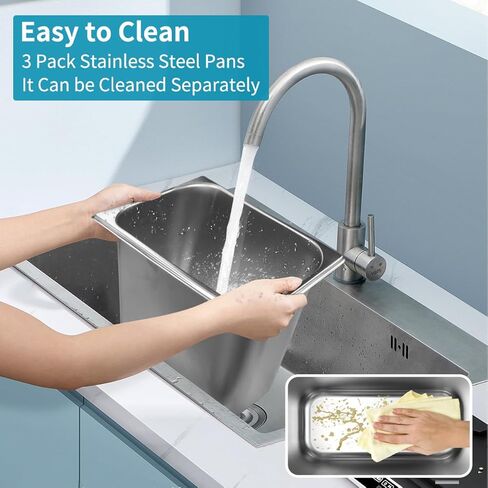 حامل أوعية الطعام المعزول من بليرين، صندوق ساخن 32 لتر / 30 لتر لتقديم الطعام، سخانات الحساء التجارية مع 3 مقالي من الفولاذ المقاوم للصدأ، سخان الطعام مع 4 أبازيم ومقبضين للمطعم والمقصف والمنزل، أزرق in Kuwait