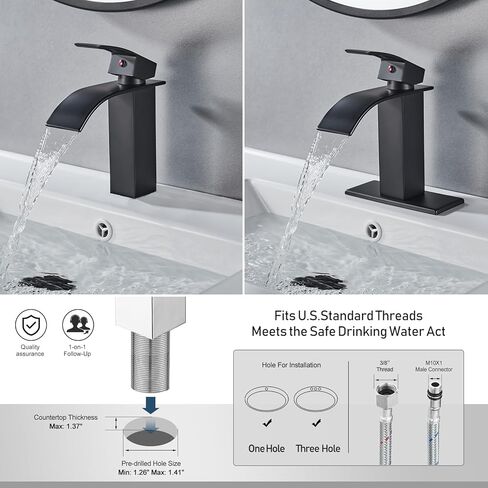 Waterfall Single Handle Bathroom Vanity Sink Faucet with Metal Pop-up Drain, Brushed Nickel Finish in Saudi Arabia