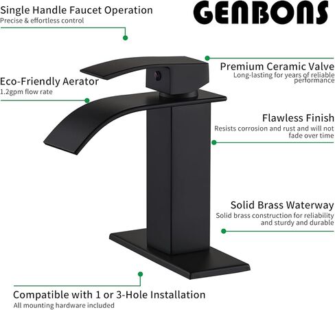 Waterfall Single Handle Bathroom Vanity Sink Faucet with Metal Pop-up Drain, Brushed Nickel Finish in Saudi Arabia