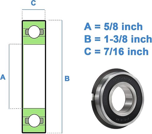 10 PCS 99502HNR Bearing ID 5/8" x OD 1-3/8" for Mini Bikes, Lawn Mower, Go Kart and Wheel Hub Etc, Dual Sided Rubber Seal and Snap Ring in Kuwait