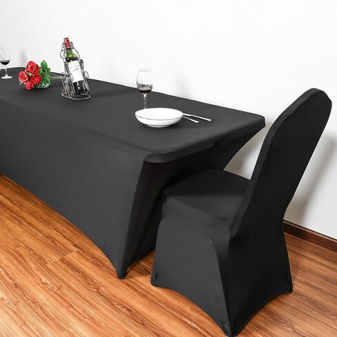 Obstal 4Ft Stretch Spandex Table Cover for Standard Folding Tables - 2 Pack Universal Rectangular Fitted Tablecloth for Party, Banquet, Events, Trade Show (Aqua, 48L x 24W x 30H Inches) in Kuwait