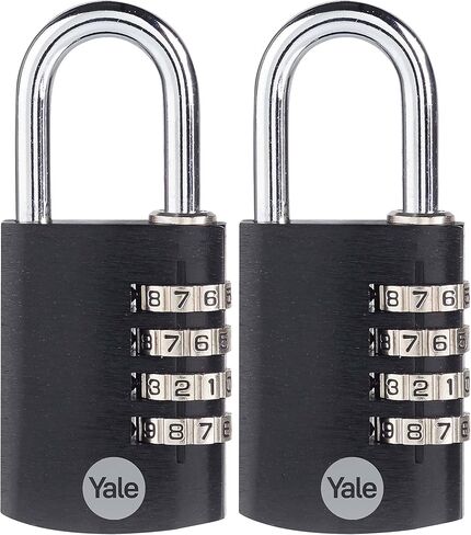 Yale 4 Digit Combination Lock Outdoor Waterproof Padlock for School Gym Locker, Sports Locker, Fence, Toolbox, Gate, Case, Hasp Storage (Black) in Kuwait