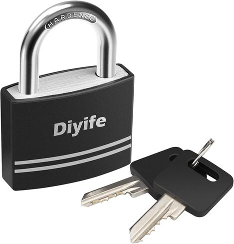 قفل Diyife مع مفتاح، [عبوة من قطعتين] [مقاوم للماء] قفل مع مفتاح، أقفال ذات تكبل طويل للأماكن الخارجية ضد الصدأ، قفل صغير من الألومنيوم مغطى مع 4 مفاتيح متشابهة لخزانة الصالة الرياضية، والسياج، والسقيفة in Kuwait