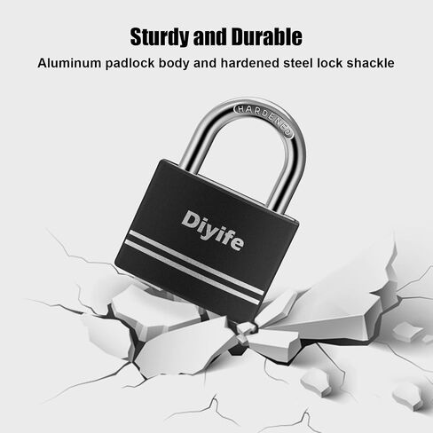قفل Diyife مع مفتاح، [عبوة من قطعتين] [مقاوم للماء] قفل مع مفتاح، أقفال ذات تكبل طويل للأماكن الخارجية ضد الصدأ، قفل صغير من الألومنيوم مغطى مع 4 مفاتيح متشابهة لخزانة الصالة الرياضية، والسياج، والسقيفة in Kuwait