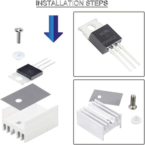 DKARDU 20 قطعة RFP30N06LE 30A 60V Mosfet Transistor N-Channel Power MOSFET Transistor ESD مصنف إلى 220 مع غسالة برغي مبرد ومفك سيليكون مطاطي لاردوينو in Saudi Arabia