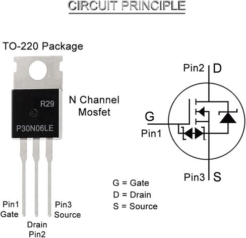 DKARDU 20 قطعة RFP30N06LE 30A 60V Mosfet Transistor N-Channel Power MOSFET Transistor ESD مصنف إلى 220 مع غسالة برغي مبرد ومفك سيليكون مطاطي لاردوينو in Saudi Arabia