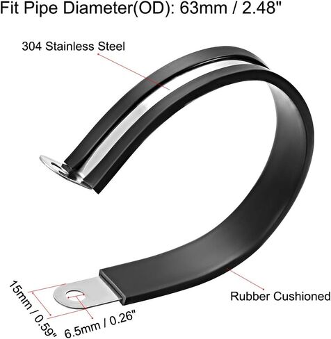 uxcell 1/4"(6mm) Cable Clamp 304 Stainless Steel Rubber Cushioned Insulated Clamp R Shape Metal Clamp 5Pcs in Saudi Arabia
