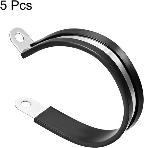 uxcell 1/4"(6mm) Cable Clamp 304 Stainless Steel Rubber Cushioned Insulated Clamp R Shape Metal Clamp 5Pcs in Saudi Arabia