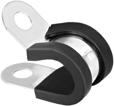uxcell 1/4"(6mm) Cable Clamp 304 Stainless Steel Rubber Cushioned Insulated Clamp R Shape Metal Clamp 5Pcs in Saudi Arabia