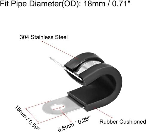 uxcell 1/4"(6mm) Cable Clamp 304 Stainless Steel Rubber Cushioned Insulated Clamp R Shape Metal Clamp 5Pcs in Saudi Arabia