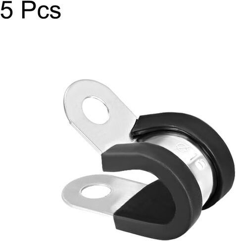 uxcell 1/4"(6mm) Cable Clamp 304 Stainless Steel Rubber Cushioned Insulated Clamp R Shape Metal Clamp 5Pcs in Saudi Arabia