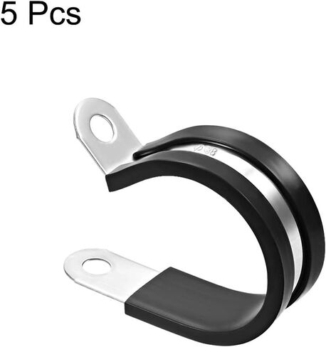 Uxcell 2-1/2 "(63 مللي متر) مشبك كابلات 304 الفولاذ المقاوم للصدأ المطاط خففت معزول المشبك R شكل مشبك معدني 5 قطعة in Saudi Arabia